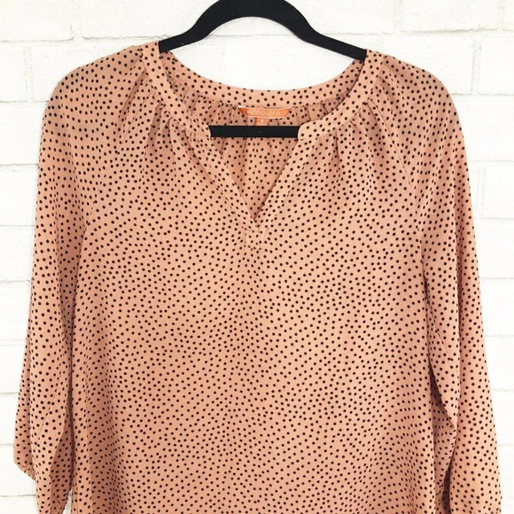 Modcloth Peach & Black Polka Dot Lightweight Blouse Women's Size Small - Picture 2 of 8